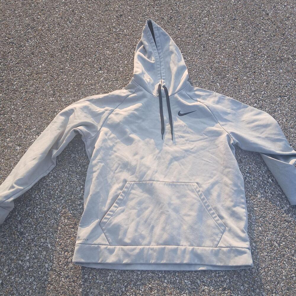 Nike Hoodie Mens XL Gray Dri-FIT Pullover Fleece Swoosh Logo Athletic 833310-012